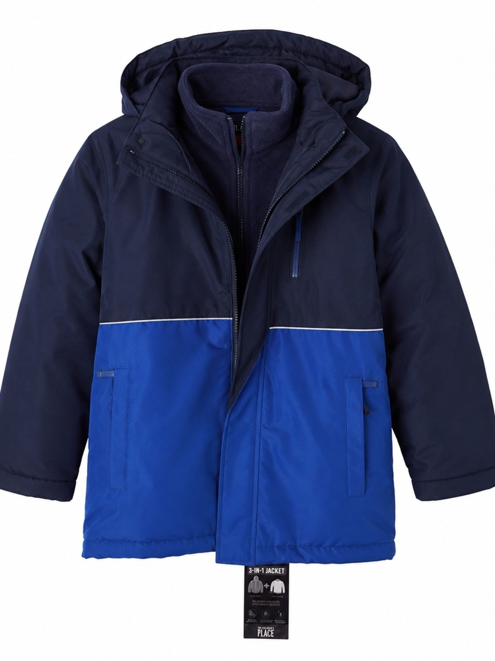 NWT The Children’s Place 3-in-1 Winter Jacket Coat XL 14 Tidal Blue Fleece